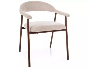 SCAUN DINING LAGOS D RAVEN, BEJ 24/NUC, TAPITERIE DIN TEXTIL SI PICIOARE DIN METAL, STIL MODERN