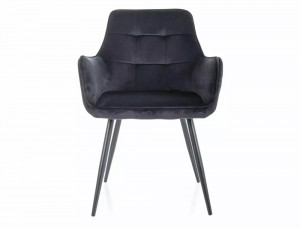 SCAUN DINING LEMON, NEGRU BLUVEL 19/NEGRU MAT, TAPITERIE DIN CATIFEA SI PICIOARE DIN METAL, STIL MODERN - Img 2