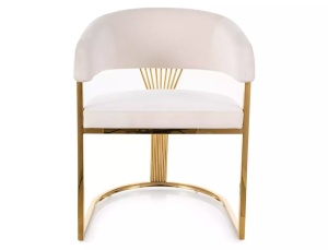 SCAUN DINING/LIVING CROWN BEJ BLUVEL 22/AURIU, CONFECTIONAT DIN METAL SI CATIFEA, STIL MODERN - Img 3