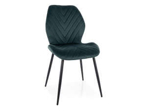 SCAUN DINING MIKE, VERDE BLUVEL 78/NEGRU MAT, TAPITERIE DIN CATIFEA SI PICIOARE DIN METAL, STIL MODERN