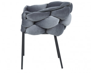 SCAUN DINING NORTE, GRI BLUVEL 14/NEGRU MAT, TAPITERIE DIN CATIFEA SI PICIOARE DIN METAL, STIL MODERN - Img 3
