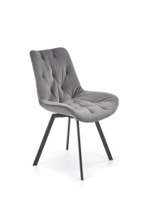 SCAUN DINING PIVOTANT K519, GRI/NEGRU, TAPITERIE DIN CATIFEA SI PICIOARE DIN METAL, STIL MODERN - Img 2