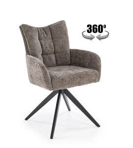 SCAUN DINING PIVOTANT K540, GRI/NEGRU, TAPITERIE DIN STOFA SI PICIOARE DIN METAL, STIL MODERN - Img 1