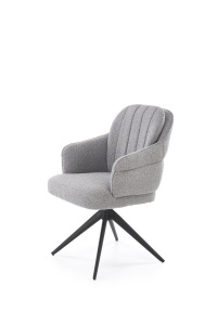 SCAUN DINING PIVOTANT K570, GRI/NEGRU, TAPITERIE DIN STOFA SI PICIOARE DIN METAL, STIL MODERN