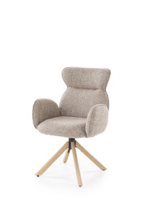 SCAUN DINING PIVOTANT K585, BEJ INCHIS/STEJAR NATURAL, TAPITERIE DIN STOFA SI PICIOARE DIN LEMN, STIL MODERN - Img 3