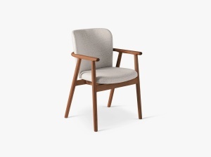 SCAUN DINING, RIA, DIN TEXTIL SI LEMN, BEJ/MARO, MICADONI, STIL MODERN