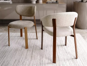 SCAUN DINING RIN D, BEJ 253/STEJAR, TAPITERIE DIN TEXTIL SI PICIOARE DIN METAL, STIL MODERN - Img 5