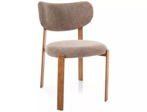 SCAUN DINING RIN D, CAPPUCCINO 256/STEJAR, TAPITERIE DIN TEXTIL SI PICIOARE DIN METAL, STIL MODERN