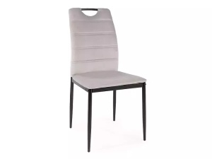 SCAUN DINING RIP, GRI DESCHIS BLUVEL 03/NEGRU MAT, TAPITERIE DIN CATIFEA SI PICIOARE DIN METAL, STIL MODERN