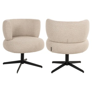 SCAUN DINING ROTATIV ALEXIS, REALIZAT DIN METAL, LEMN DE FAG SI TEXTIL, CULOARE CREM, DESIGN DEOSEBIT, RICHMOND INTERIORS - Img 2