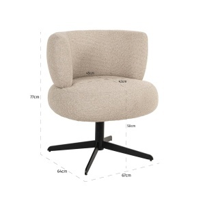 SCAUN DINING ROTATIV ALEXIS, REALIZAT DIN METAL, LEMN DE FAG SI TEXTIL, CULOARE CREM, DESIGN DEOSEBIT, RICHMOND INTERIORS - Img 12