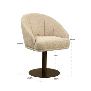 SCAUN DINING ROTATIV BEVERLY, REALIZAT DIN METAL, LEMN DE FAG SI TEXTIL, CULOARE CAPPUCCINO, DESIGN DEOSEBIT, RICHMOND INTERIORS - Img 2