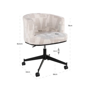 SCAUN DINING ROTATIV CU ROTI, ROCHENNE, REALIZAT DIN METAL, LEMN DE FAG SI TEXTIL, CULOARE BEJ, DESIGN DEOSEBIT, RICHMOND INTERIORS - Img 10