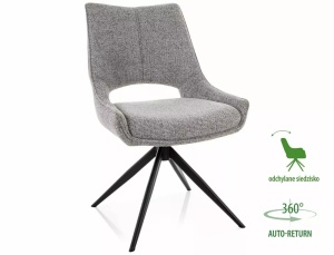 SCAUN DINING ROTATIV, GRI 09/NEGRU MAT, TAPITERIE DIN TEXTIL SI PICIOARE DIN METAL, STIL MODERN