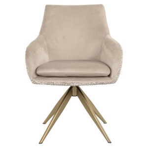 SCAUN DINING ROTATIV LISONNE, REALIZAT DIN METAL SI TEXTIL, CULOARE CREM, DESIGN DEOSEBIT, RICHMOND INTERIORS - Img 6