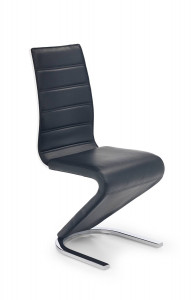 SCAUN DINING STIL K194, NEGRU/ALB/CROM, CU TAPITERIE DIN PIELE ECOLOGICA, PLACAJ LACUIT SI PICIOARE DIN METAL, STIL MODERN
