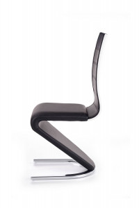 SCAUN DINING STIL K194, NEGRU/ALB/CROM, CU TAPITERIE DIN PIELE ECOLOGICA, PLACAJ LACUIT SI PICIOARE DIN METAL, STIL MODERN - Img 6