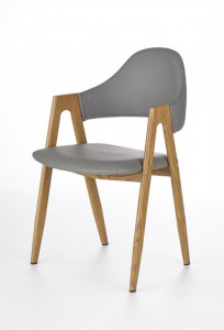 SCAUN DINING STIL K247, GRI/STEJAR, CU TAPITERIE DIN PIELE ECOLOGICA SI PICIOARE DIN METAL, STIL MODERN