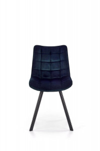 SCAUN DINING STIL K332, ALBASTRU INCHIS/NEGRU, CU TAPITERIE DIN CATIFEA SI PICIOARE DIN METAL, STIL MODERN - Img 6