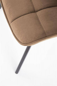 SCAUN DINING STIL K332, BEJ/NEGRU, CU TAPITERIE DIN CATIFEA SI PICIOARE DIN METAL, STIL MODERN - Img 6