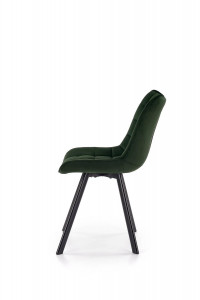 SCAUN DINING STIL K332, VERDE INCHIS/NEGRU, CU TAPITERIE DIN CATIFEA SI PICIOARE DIN METAL, STIL MODERN - Img 2