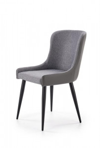 SCAUN DINING STIL K333, GRI/NEGRU, CU TAPITERIE DIN STOFA, PIELE ECO SI PICIOARE DIN METAL, STIL MODERN