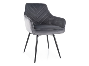 SCAUN DINING STIL SERVIO VELVET GRI BLUVEL 14/NEGRU, CU TAPITERIE DIN CATIFEA SI PICIOARE DIN METAL, STIL MODERN