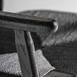 SCAUN DINING TASK, NEGRU, REF. 35148, PRELUCRAT MANUAL, CONFECTIONAT DIN LEMN DE STEJAR SI FIBRA NATURALA, STIL MODERN - Img 5