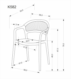SCAUN DINING TERASA K582, NATURAL/NEGRU, DIN RATAN SI POLIPROPILENA, STIL MODERN - Img 7