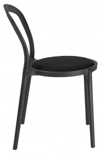 SCAUN DINING/TERASA SLIM, NEGRU, DIN POLIPROPILENA SI STOFA, STIL MODERN - Img 2