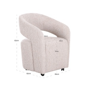 SCAUN DINING VIXEN, REALIZAT DIN LEMN SI TEXTIL, CULOARE CREM, DESIGN DEOSEBIT, RICHMOND INTERIORS - Img 2