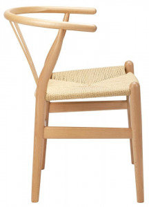 SCAUN DINING WISHBONE, NATUR, DIN LEMN MASIV DE FAG SI FIBRE NATURALE, STIL CLASIC - Img 7