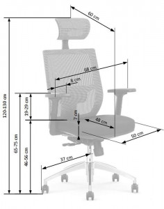SCAUN DIRECTORIAL ADMIRAL, GRI/NEGRU, TAPITERIE DIN STOFA/PLASA SI PICIOARE DIN METAL, STIL MODERN - Img 2