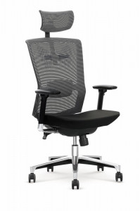 SCAUN DIRECTORIAL AMBASADOR, GRI/NEGRU, TAPITERIE DIN STOFA/PLASA SI PICIOARE DIN METAL, STIL MODERN