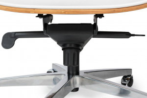 SCAUN DIRECTORIAL LOUNGE GUBERNATOR, ALB/NUC, PIELE NATURALA SI LEMN DE NUC, STIL MODERN - Img 5