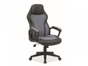 SCAUN DIRECTORIAL ROTATIV Q-369 NEGRU/GRI CU TAPITERIE DIN PIELE ECOLOGICA SI TEXTIL STIL MODERN SIGNAL