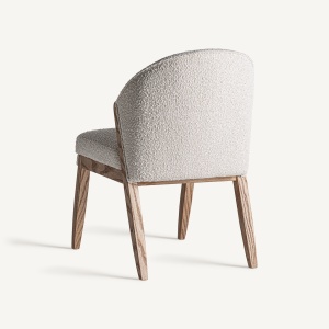SCAUN ELEGANT PRATI BOUCLE, DIN LEMN DE PIN MARO SI TEXTIL BOUCLE ALB, DESIGN CONTEMPORAN, VICAL HOME - Img 4