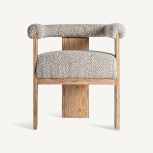 SCAUN ELEGANT USTKA, DIN LEMN DE STEJAR SI TEXTIL GRI, DESIGN CONTEMPORAN, VICAL HOME - Img 2