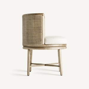 SCAUN ELEGANT VARAIRE, DIN LEMN DE STEJAR MARO SI TEXTIL ALB, DESIGN COLONIAL, VICAL HOME - Img 3