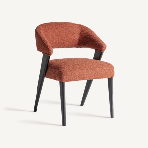 SCAUN ELEGANT VENEY, DIN LEMN DE STEJAR SI TEXTIL TERACOTA, DESIGN CONTEMPORAN, VICAL HOME