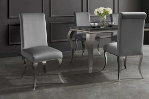SCAUN LIVING, BAROC, DIN CATIFEA GRI SI METAL ARGINTIU, ARTIM GROUP SELECTION - Img 4