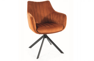 SCAUN PIVOTANT AZALIA, SCORTISOARA BLUVEL 4215/NEGRU MAT, TAPITERIE DIN CATIFEA SI PICIOARE DIN METAL, STIL MODERN - Img 1