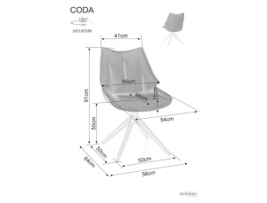 SCAUN PIVOTANT CODA, BEJ 22/NEGRU MAT, TAPITERIE DIN STOFA VARDO SI PICIOARE DIN METAL, STIL MODERN - Img 4
