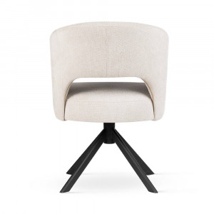 SCAUN PIVOTANT INES SUPREME, BEJ/NEGRU, TAPITERIE DIN STOFA SI PICIOARE DIN METAL, STIL MODERN - Img 3