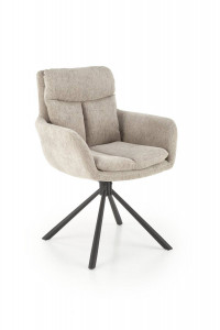 SCAUN PIVOTANT K495, BEJ/NEGRU, TAPITERIE DIN STOFA SI PICIOARE DIN METAL, STIL MODERN - Img 1