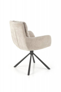 SCAUN PIVOTANT K495, BEJ/NEGRU, TAPITERIE DIN STOFA SI PICIOARE DIN METAL, STIL MODERN - Img 6