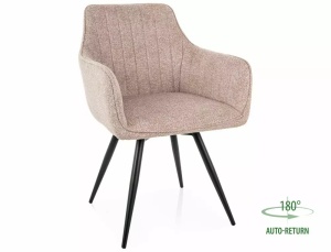 SCAUN PIVOTANT LEO 26, BEJ 26/NEGRU MAT, TAPITERIE DIN TEXTIL SI PICIOARE DIN METAL, STIL MODERN
