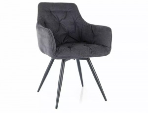 SCAUN PIVOTANT MANGO, GRI 19/NEGRU MAT, TAPITERIE DIN STOFA VARDO SI PICIOARE DIN METAL, STIL MODERN - Img 1