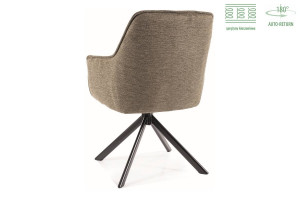 SCAUN PIVOTANT NOTTI, OLIVE 77/NEGRU MAT, TAPITERIE DIN STOFA BREGO SI PICIOARE DIN METAL, STIL MODERN - Img 4