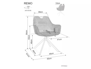 SCAUN PIVOTANT REMO, GRI 07/NEGRU MAT, TAPITERIE DIN STOFA BREGO SI PICIOARE DIN METAL, STIL MODERN - Img 4
